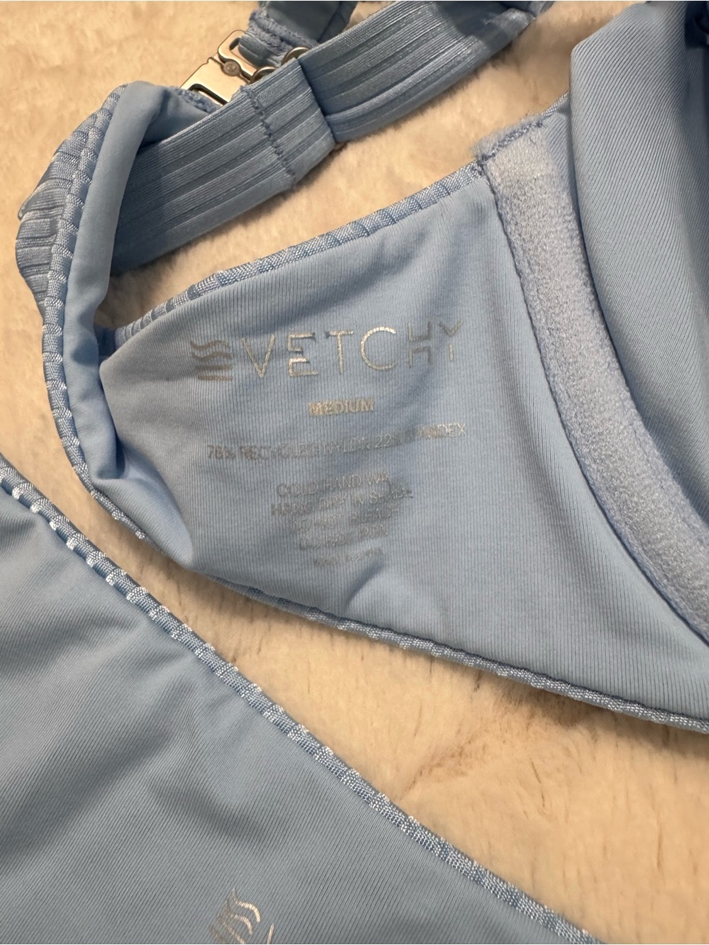 Light Blue Ribbed Underwire Bikini Set - Picture 3 of 3